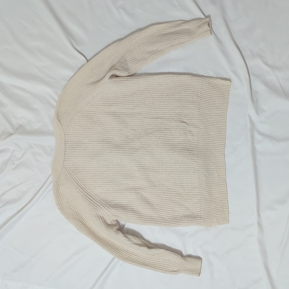 Madewell Lyle Ribbed Henley Sweater, Color Cream Size XXS - Picture 3 of 14